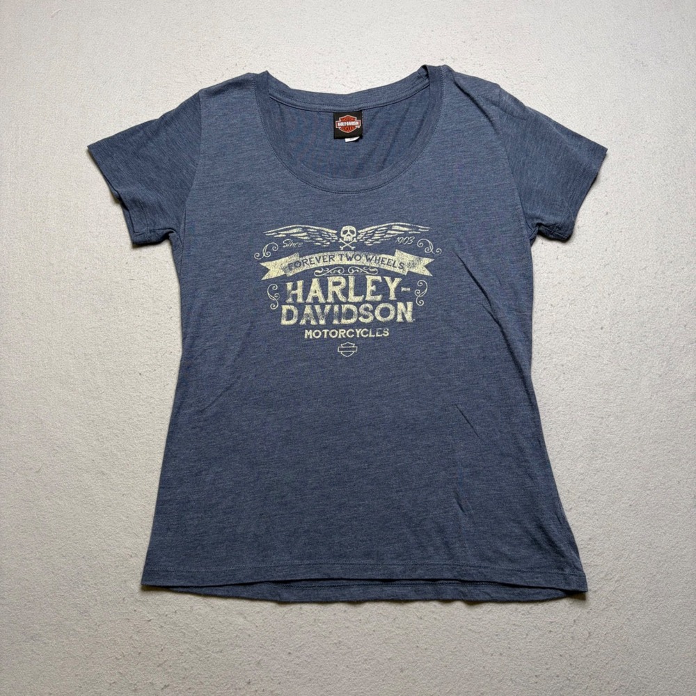 Harley Davidson T-Shirt Mens XXL Blue Deadwood SD Forever Two Wheels Graphic Tee